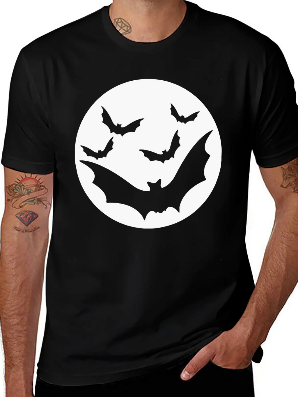 Bat Moon Graphic Tee - Halloween Shirt product image 1