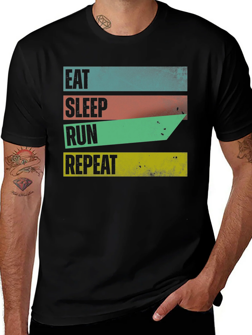 Eat Sleep Run Repeat Graphic Tee - Mens Black T-Shirt product image 1