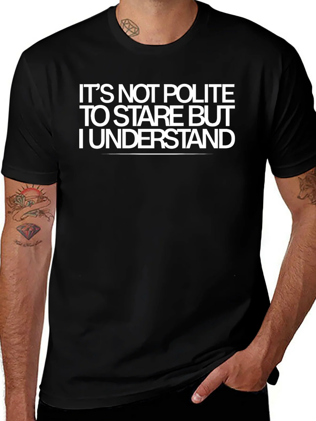 Funny Sarcastic Graphic T-Shirt - Its Not Polite to Stare product image 1