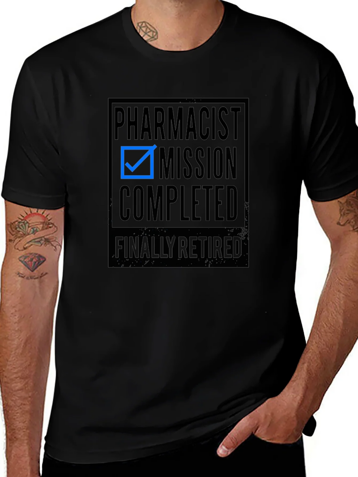 Pharmacist Mission Completed Retired Black T-Shirt product image 1