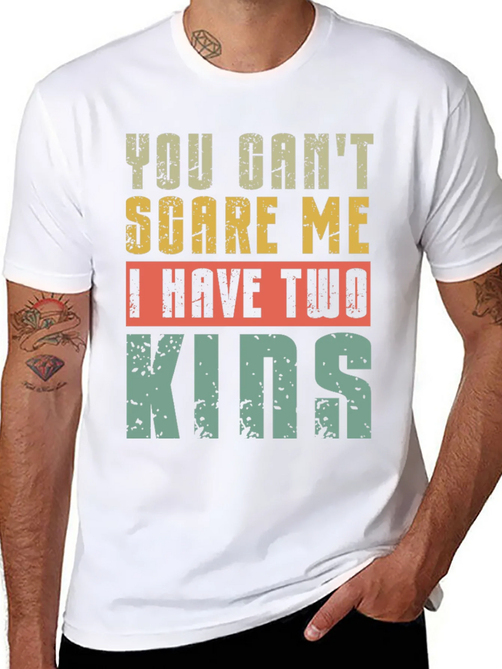 Funny Dad T-Shirt - You Cant Scare Me I Have Two Kids product image 3