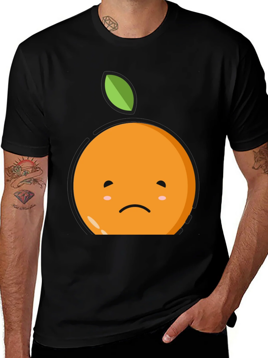 Sad Orange Graphic Tee - Soft Black Cotton T-Shirt product image 1