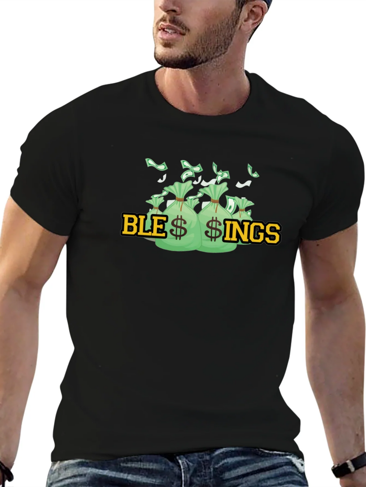 Blessings Graphic T-Shirt - Money Bags Design product image 6