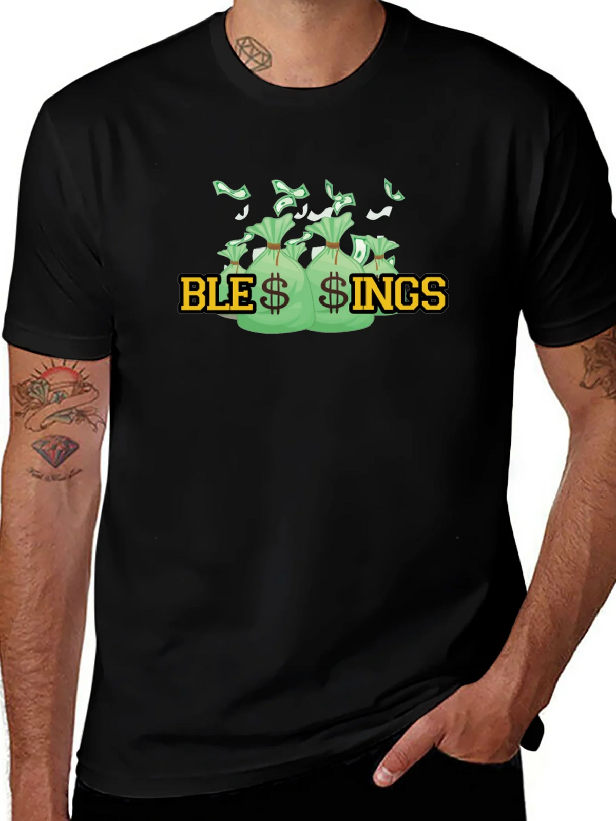 Blessings Graphic T-Shirt - Money Bags Design product image 1