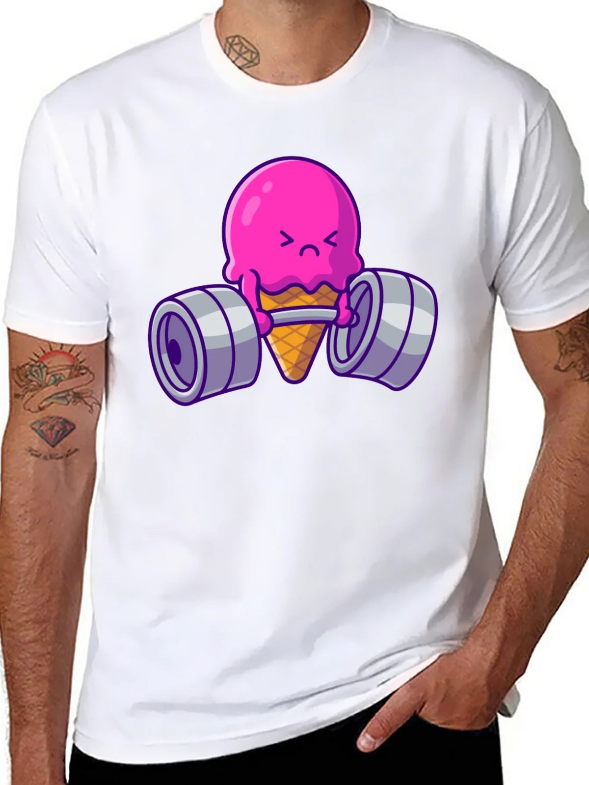 Funny Ice Cream Lifting Weights T-Shirt product image 7