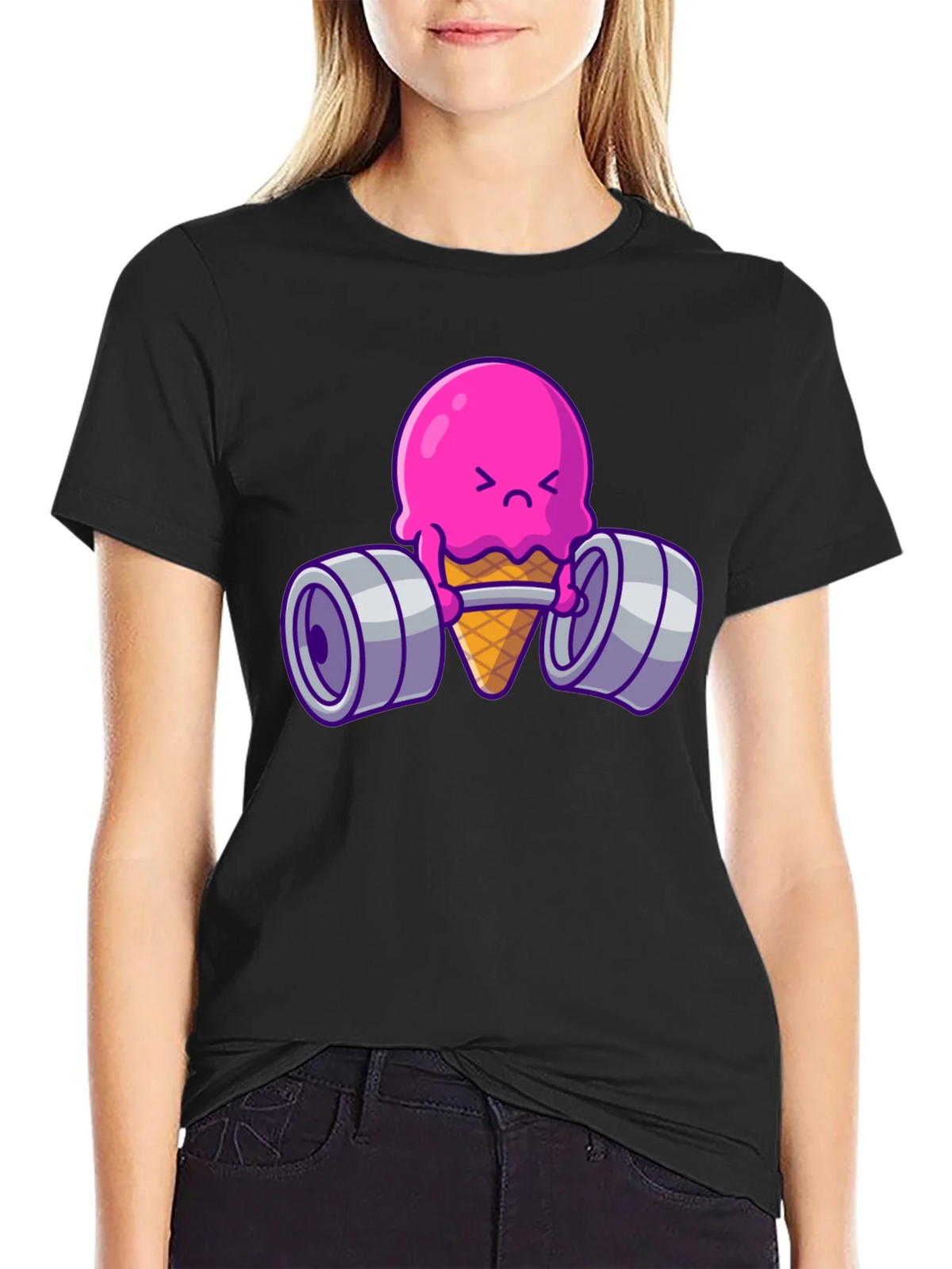 Funny Ice Cream Lifting Weights T-Shirt product image 2
