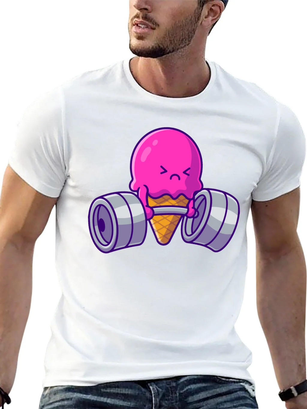 Funny Ice Cream Lifting Weights T-Shirt product image 11