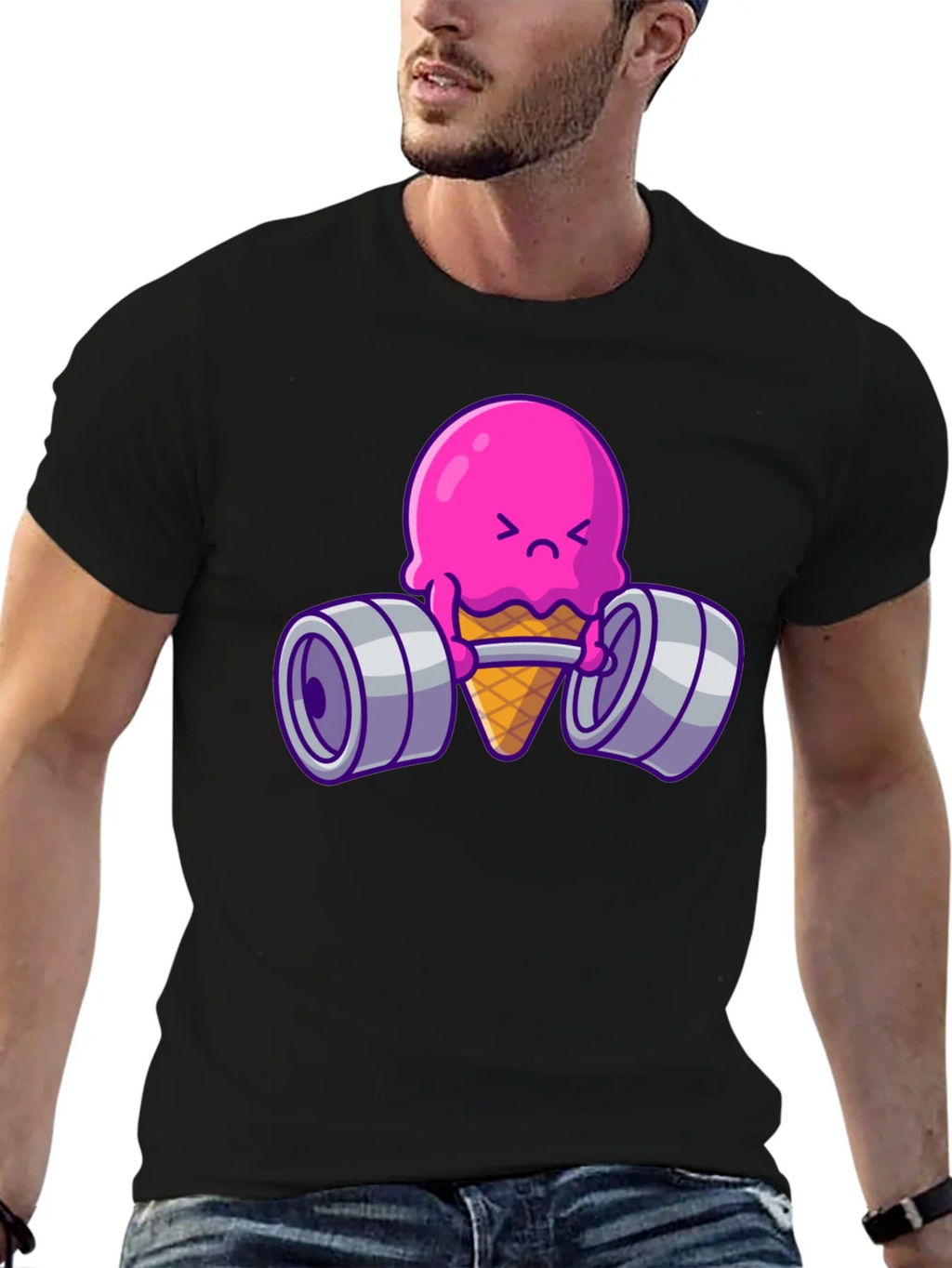 Funny Ice Cream Lifting Weights T-Shirt product image 6