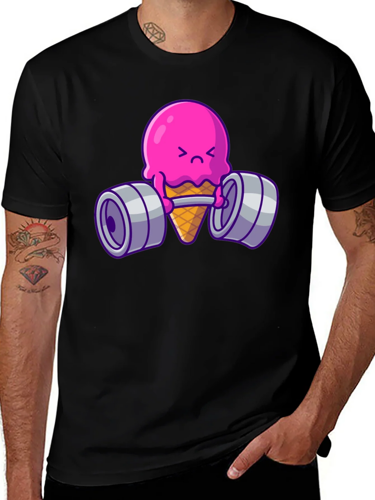Funny Ice Cream Lifting Weights T-Shirt product image 1