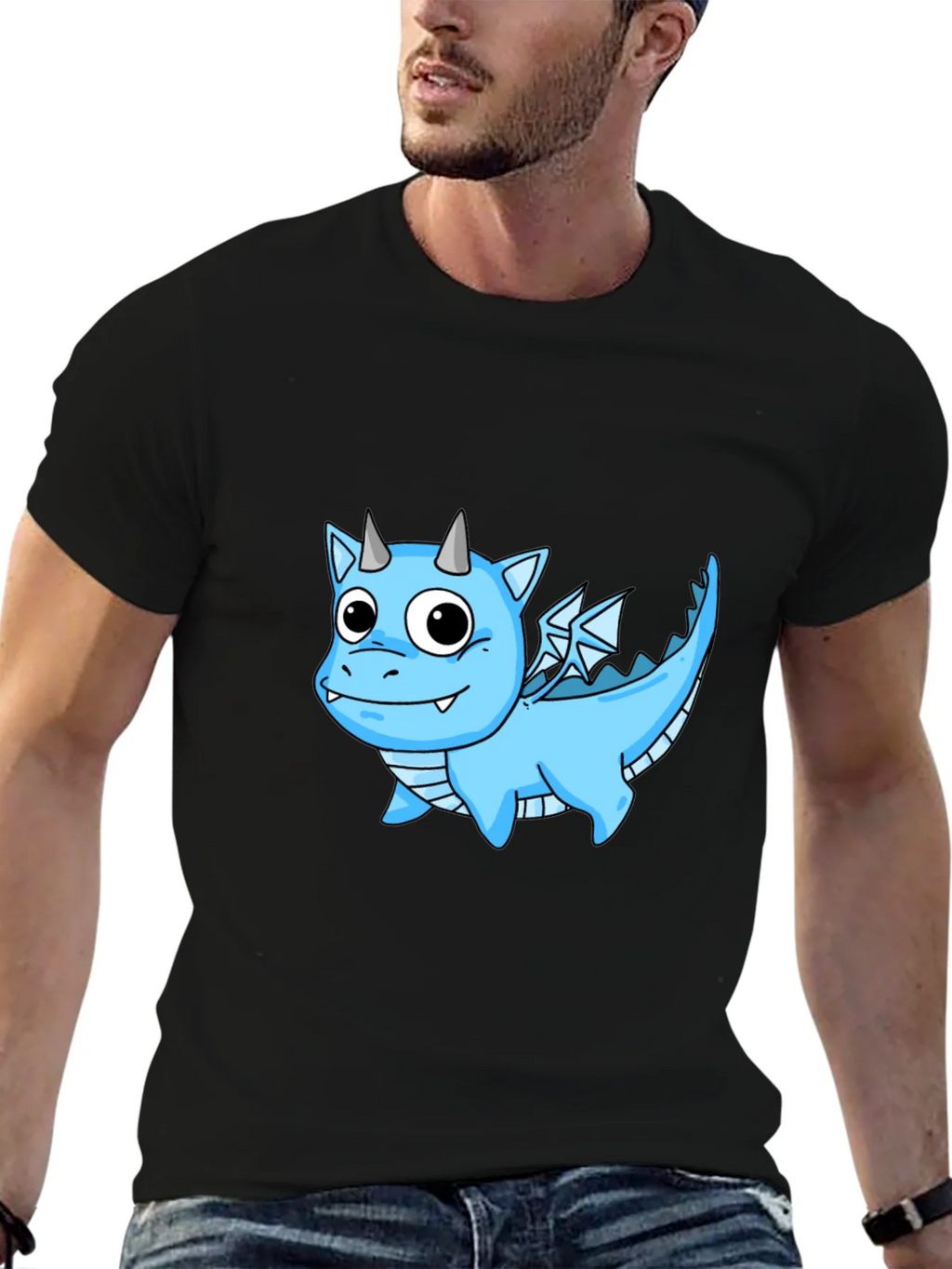 Cute Cartoon Dragon T-Shirt - Black Cotton Tee product image 6