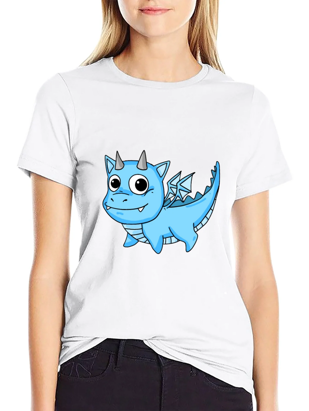 Cute Cartoon Dragon T-Shirt - Black Cotton Tee product image 8