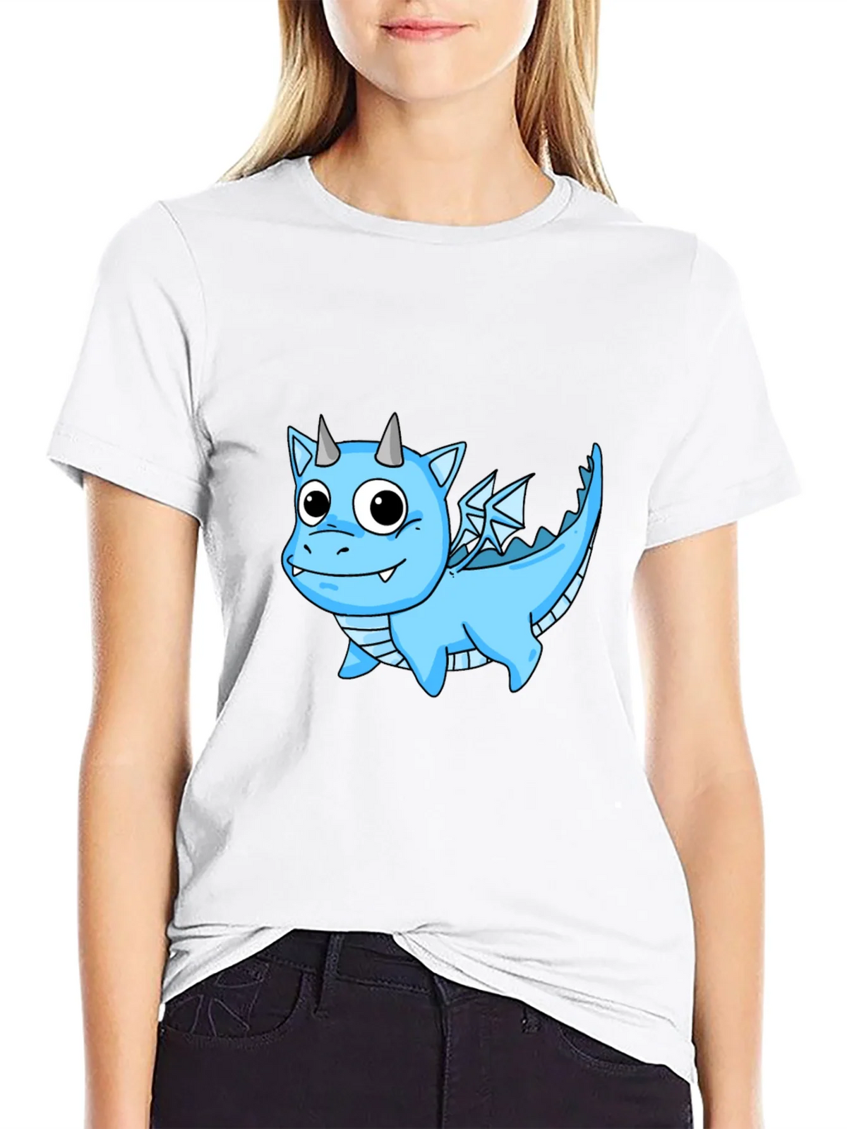 Cute Cartoon Dragon T-Shirt - Black Cotton Tee product image 8