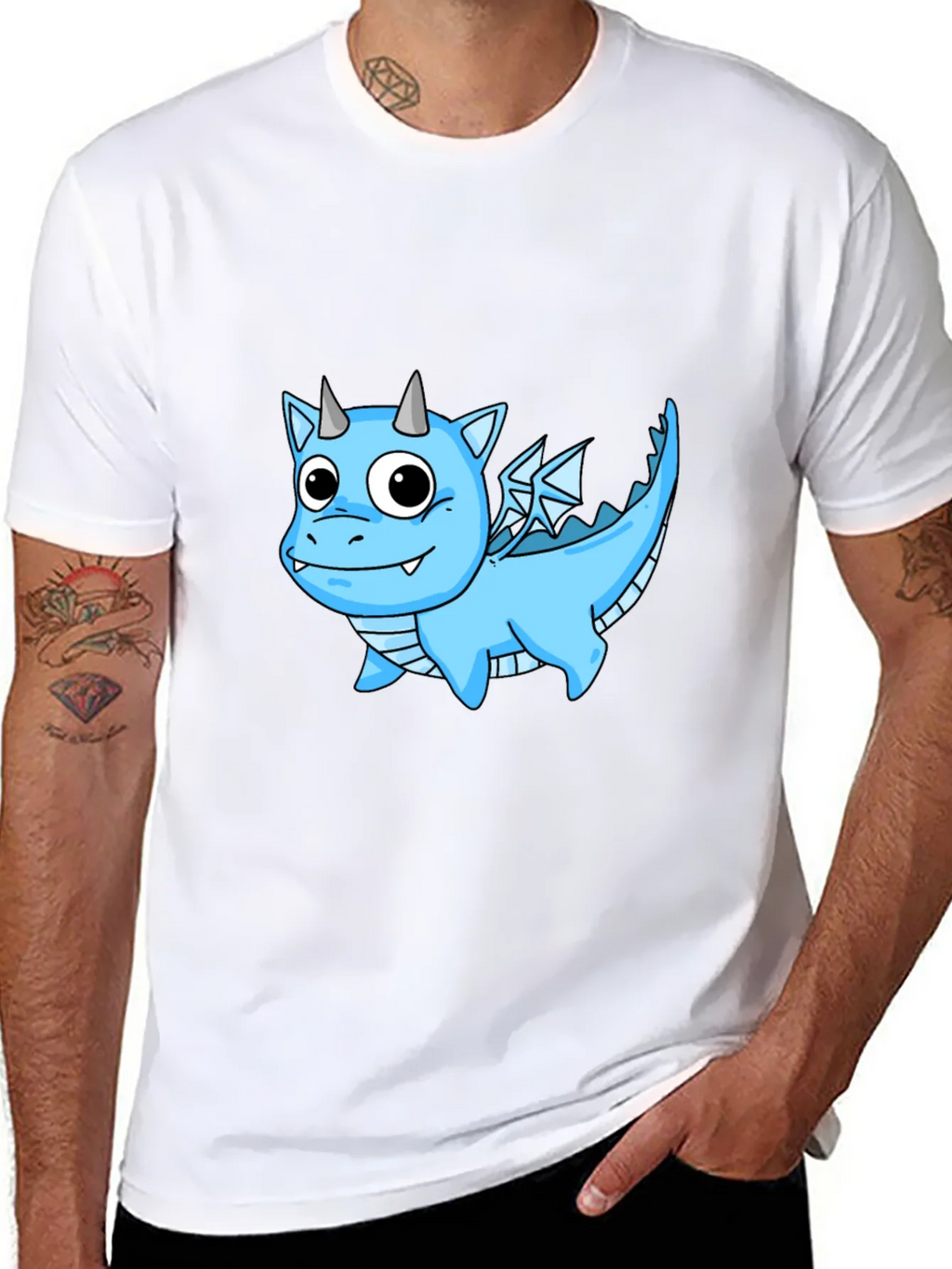 Cute Cartoon Dragon T-Shirt - Black Cotton Tee product image 7