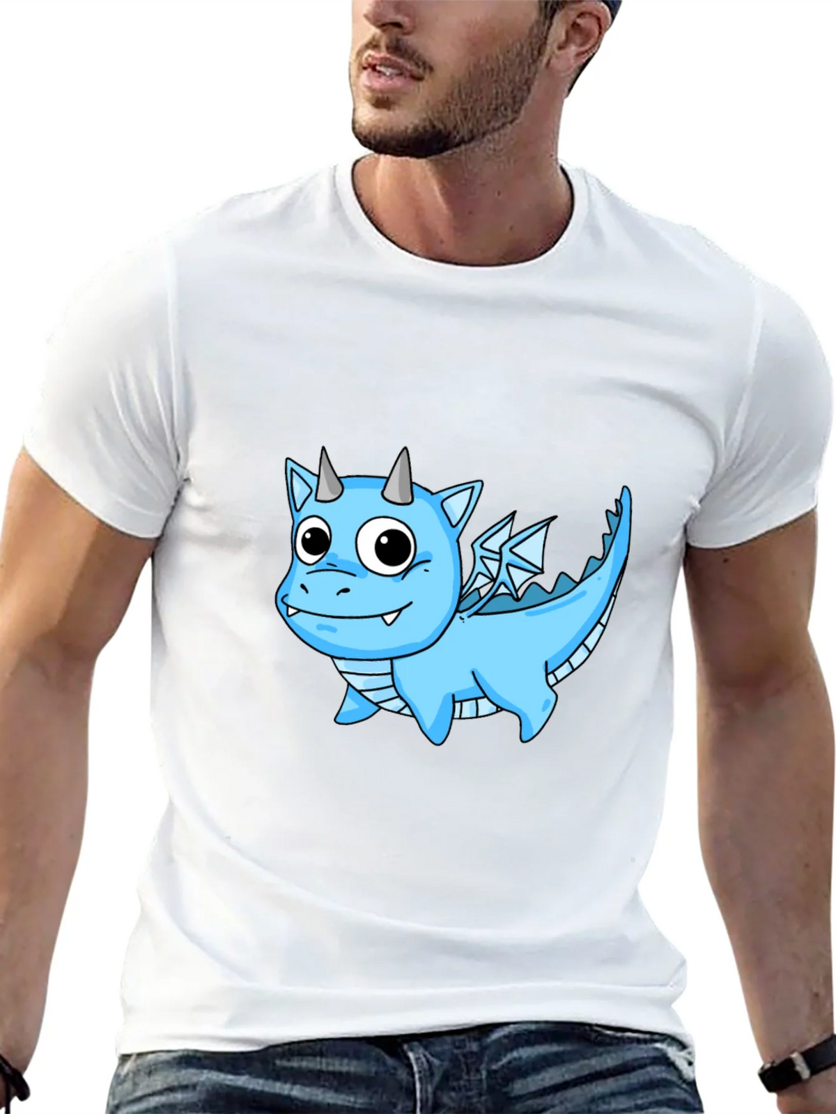 Cute Cartoon Dragon T-Shirt - Black Cotton Tee product image 12