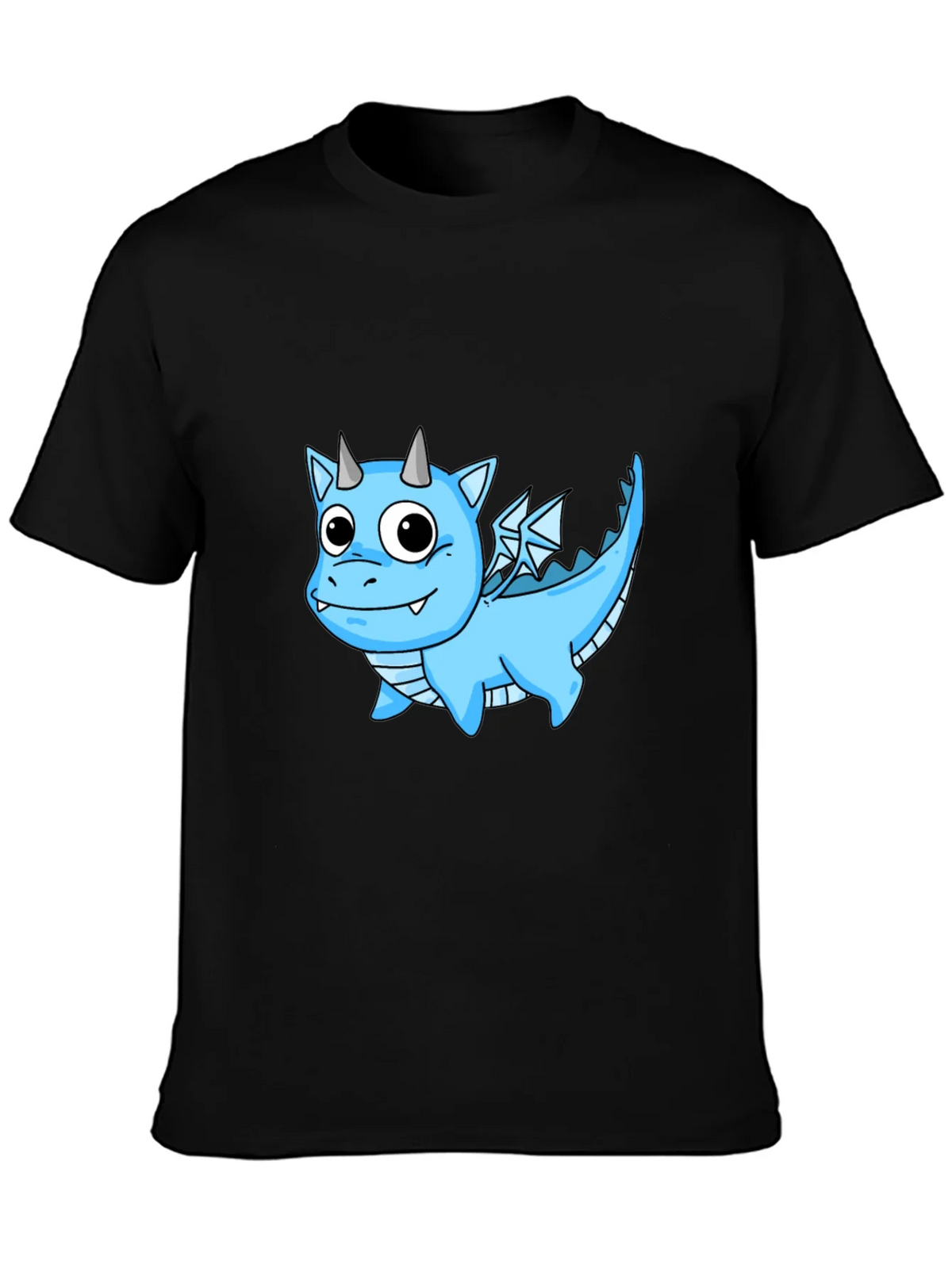 Cute Cartoon Dragon T-Shirt - Black Cotton Tee product image 3