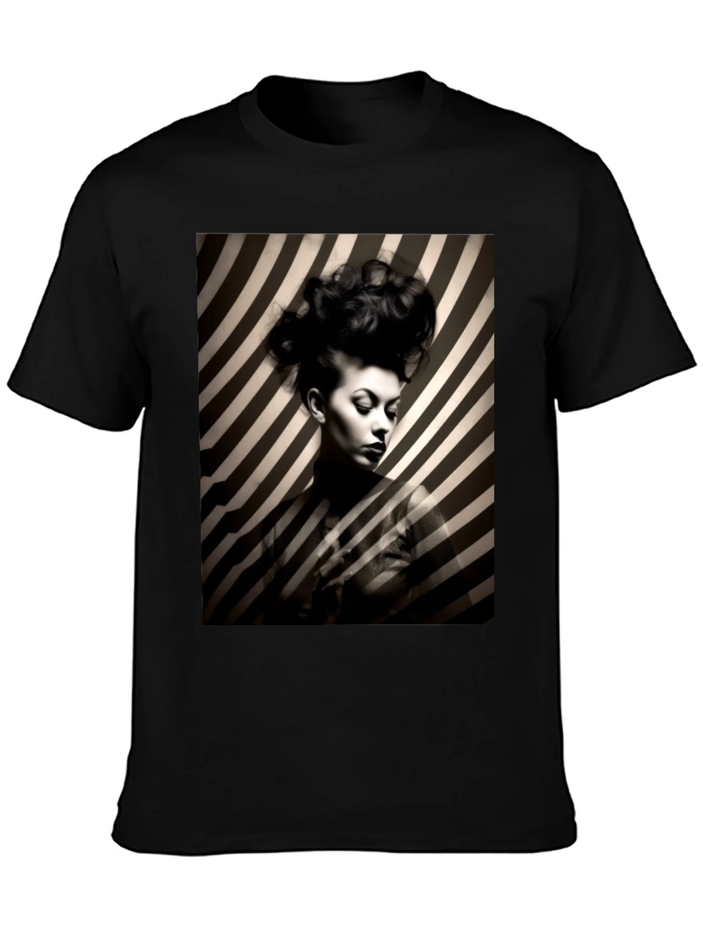 Striking Striped Portrait Graphic Tee - Bold Style product image 3