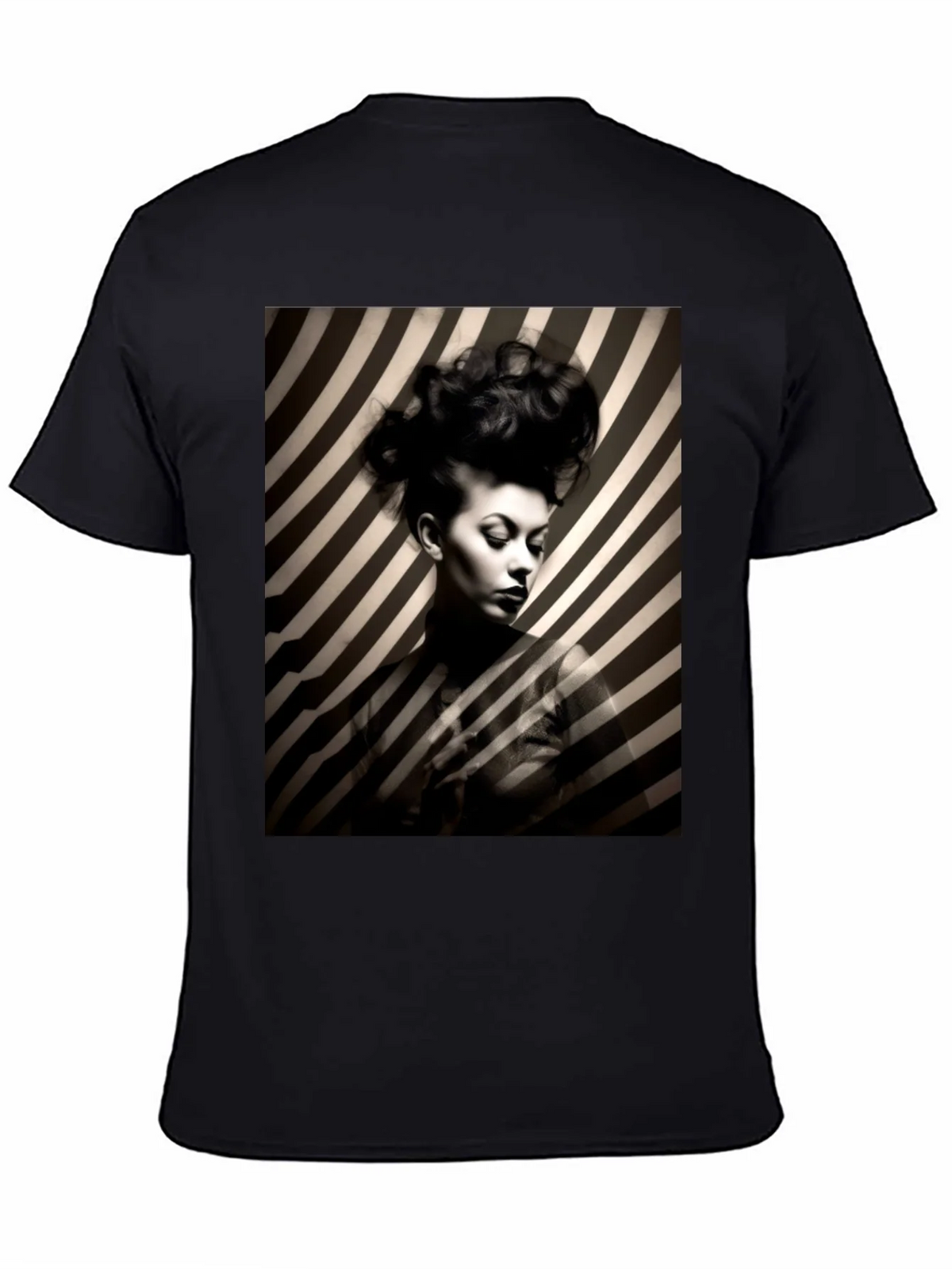 Striking Striped Portrait Graphic Tee - Bold Style product image 4