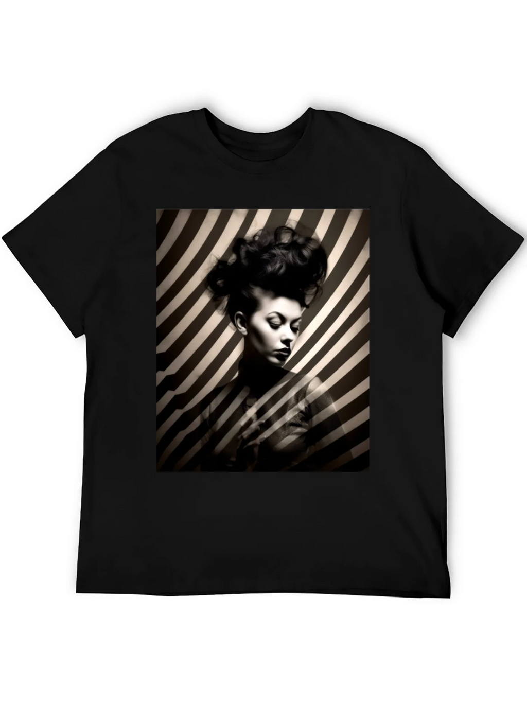 Striking Striped Portrait Graphic Tee - Bold Style product image 5