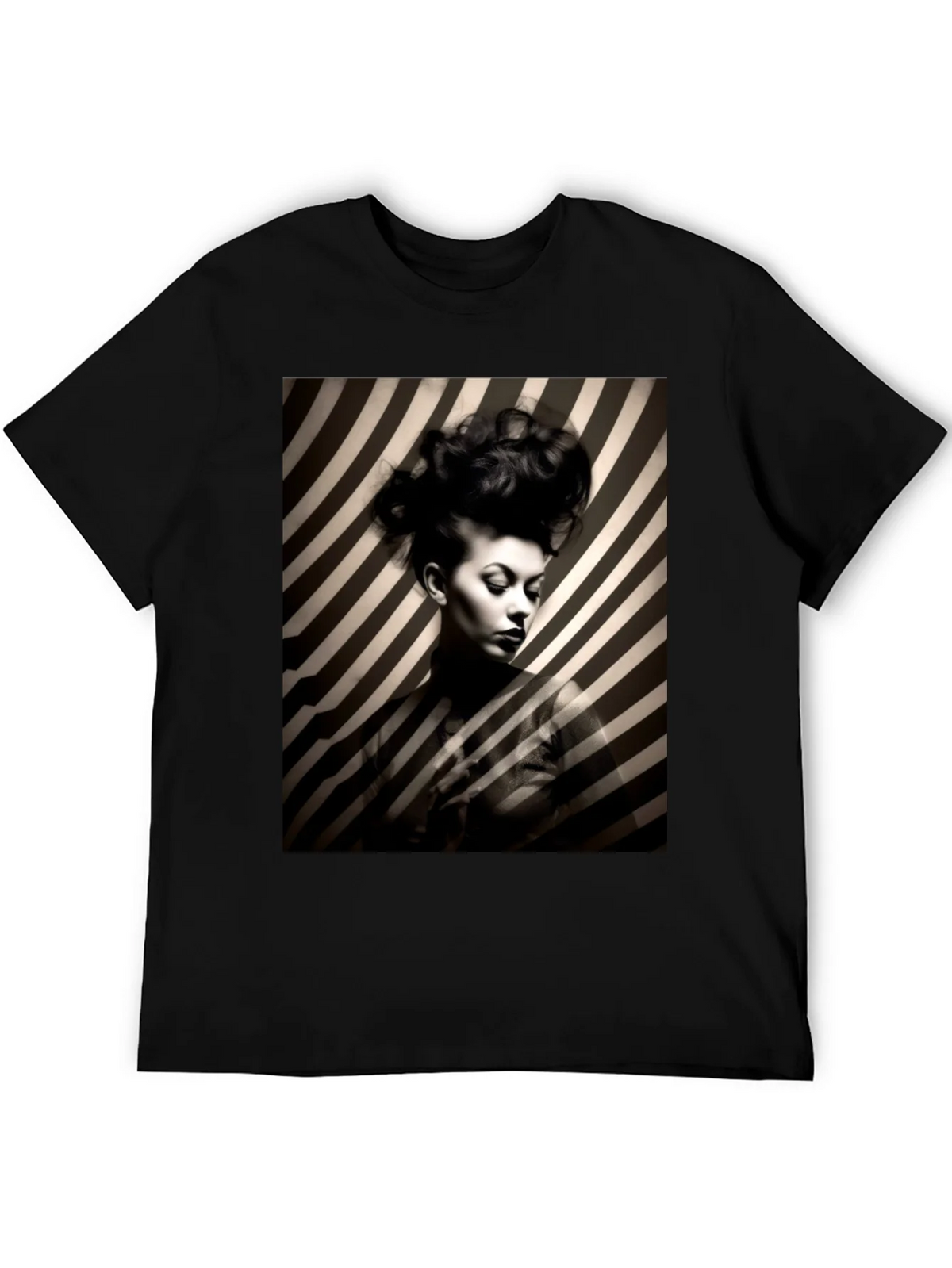 Striking Striped Portrait Graphic Tee - Bold Style product image 5