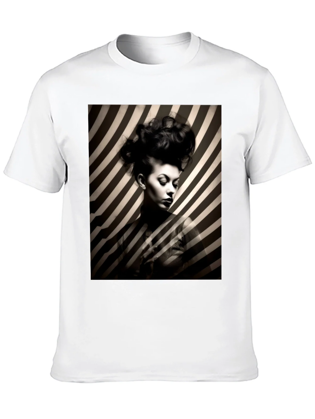 Striking Striped Portrait Graphic Tee - Bold Style product image 9