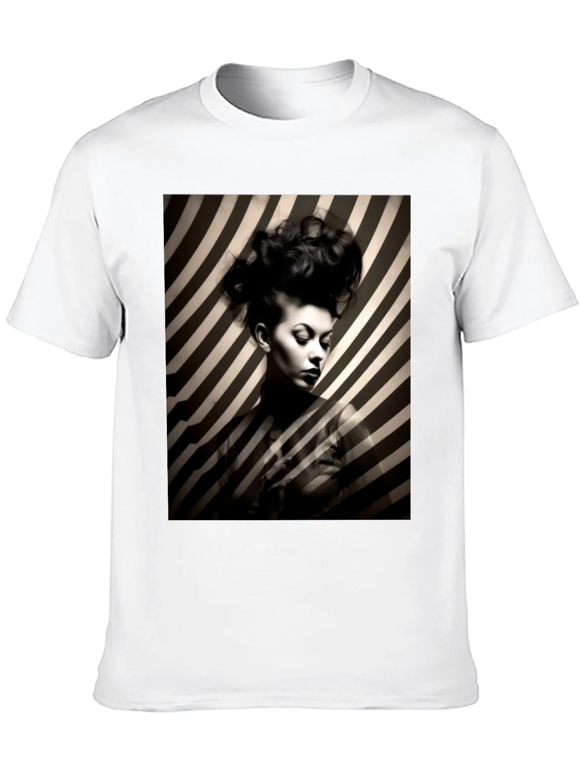Striking Striped Portrait Graphic Tee - Bold Style product image 9