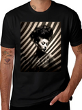 Striking Striped Portrait Graphic Tee - Bold Style product image 1