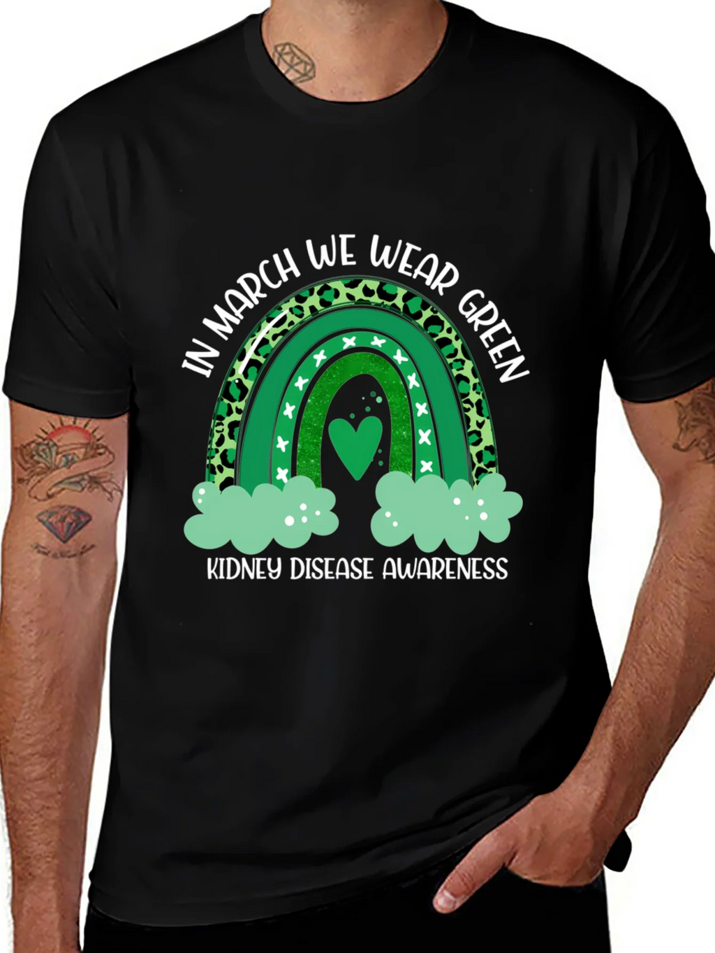 Kidney Disease Awareness Green Rainbow T-Shirt product image 1