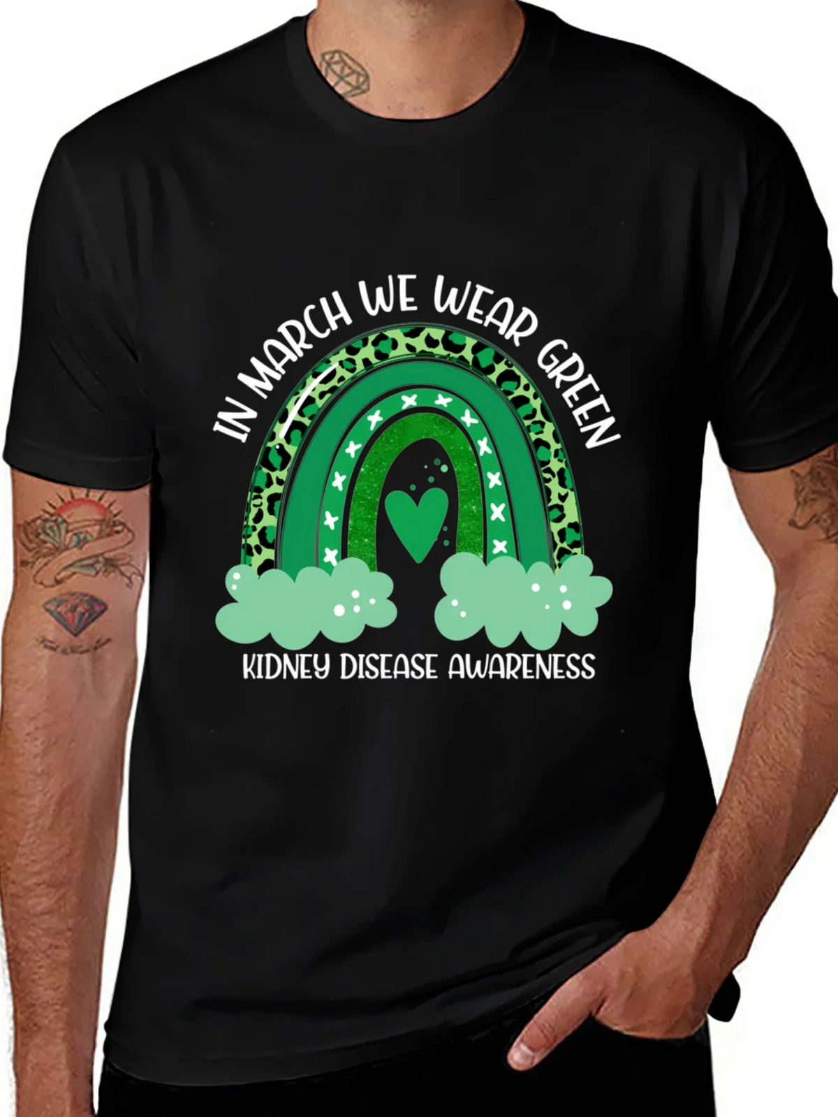 Kidney Disease Awareness Green Rainbow T-Shirt product image 1