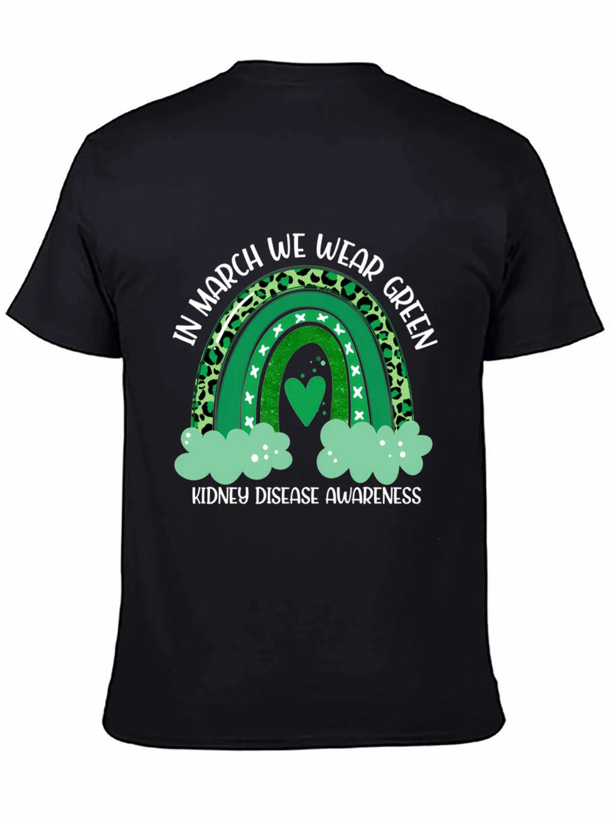 Kidney Disease Awareness Green Rainbow T-Shirt product image 4