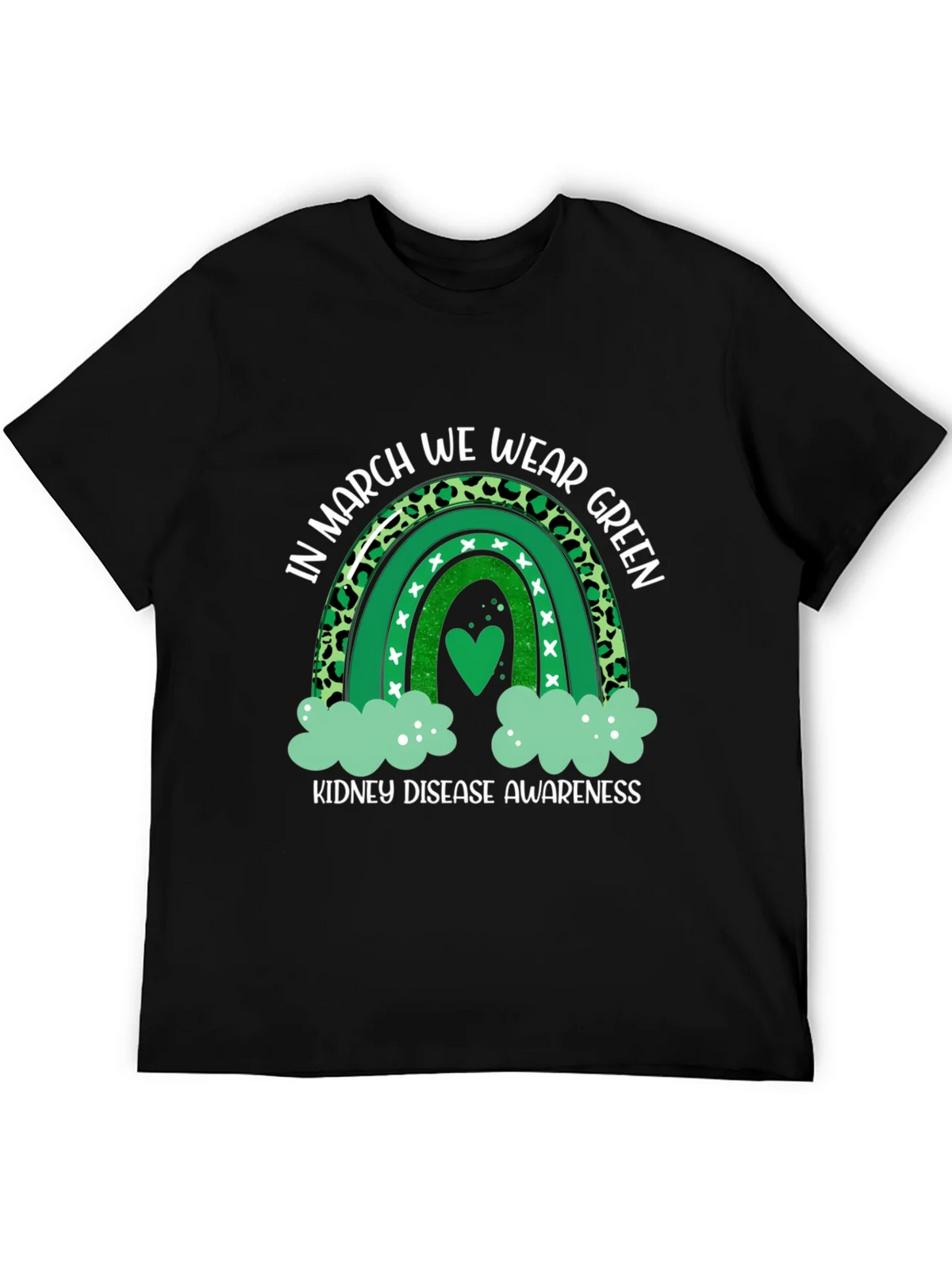 Kidney Disease Awareness Green Rainbow T-Shirt product image 5