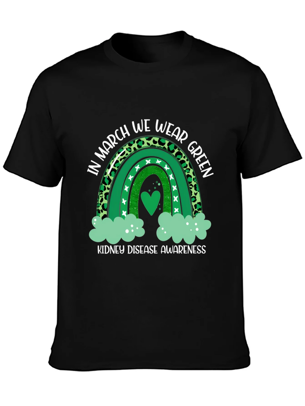 Kidney Disease Awareness Green Rainbow T-Shirt product image 3