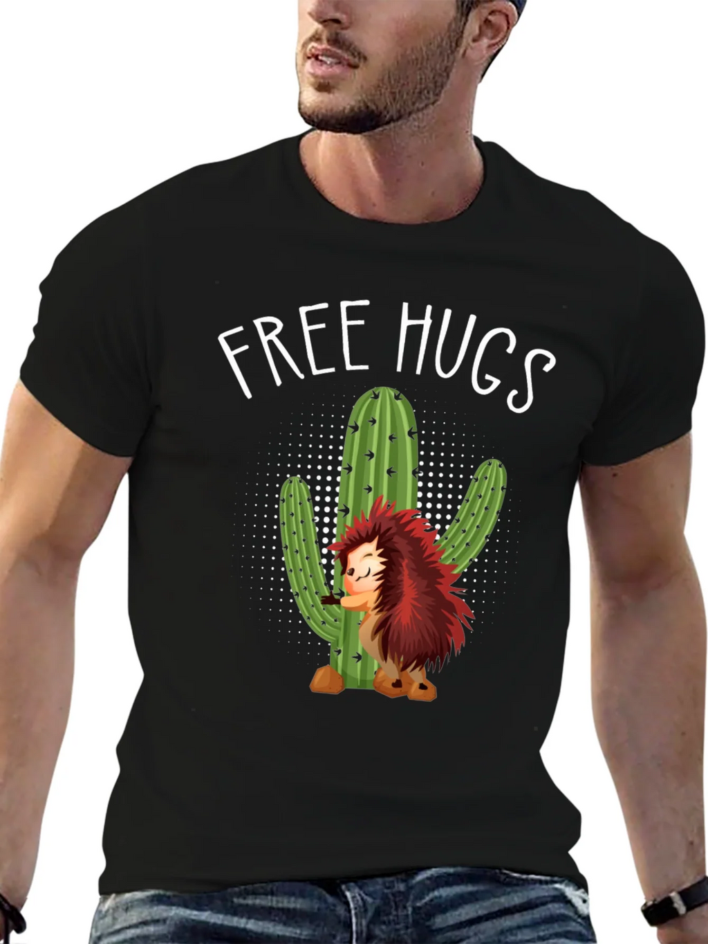 Free Hugs Hedgehog Cactus Graphic Tee product image 3