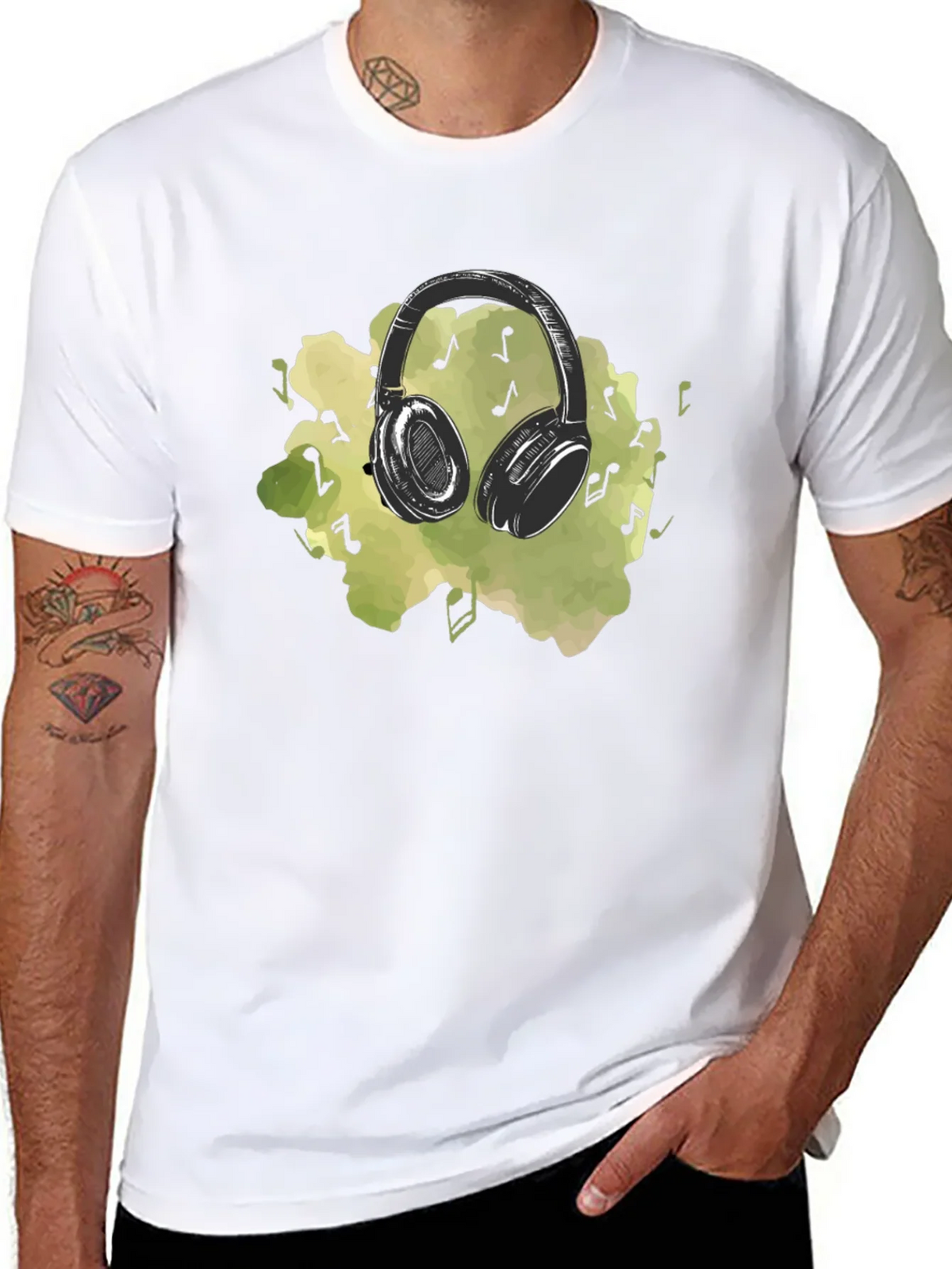 Music Lovers Headphones Graphic Tee - Black product image 3