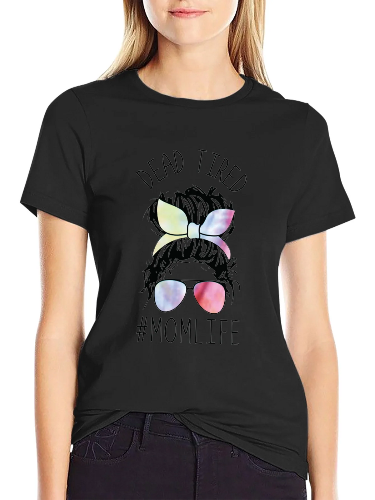 Dead Tired Mom Life T-Shirt - Messy Bun Tee product image 2