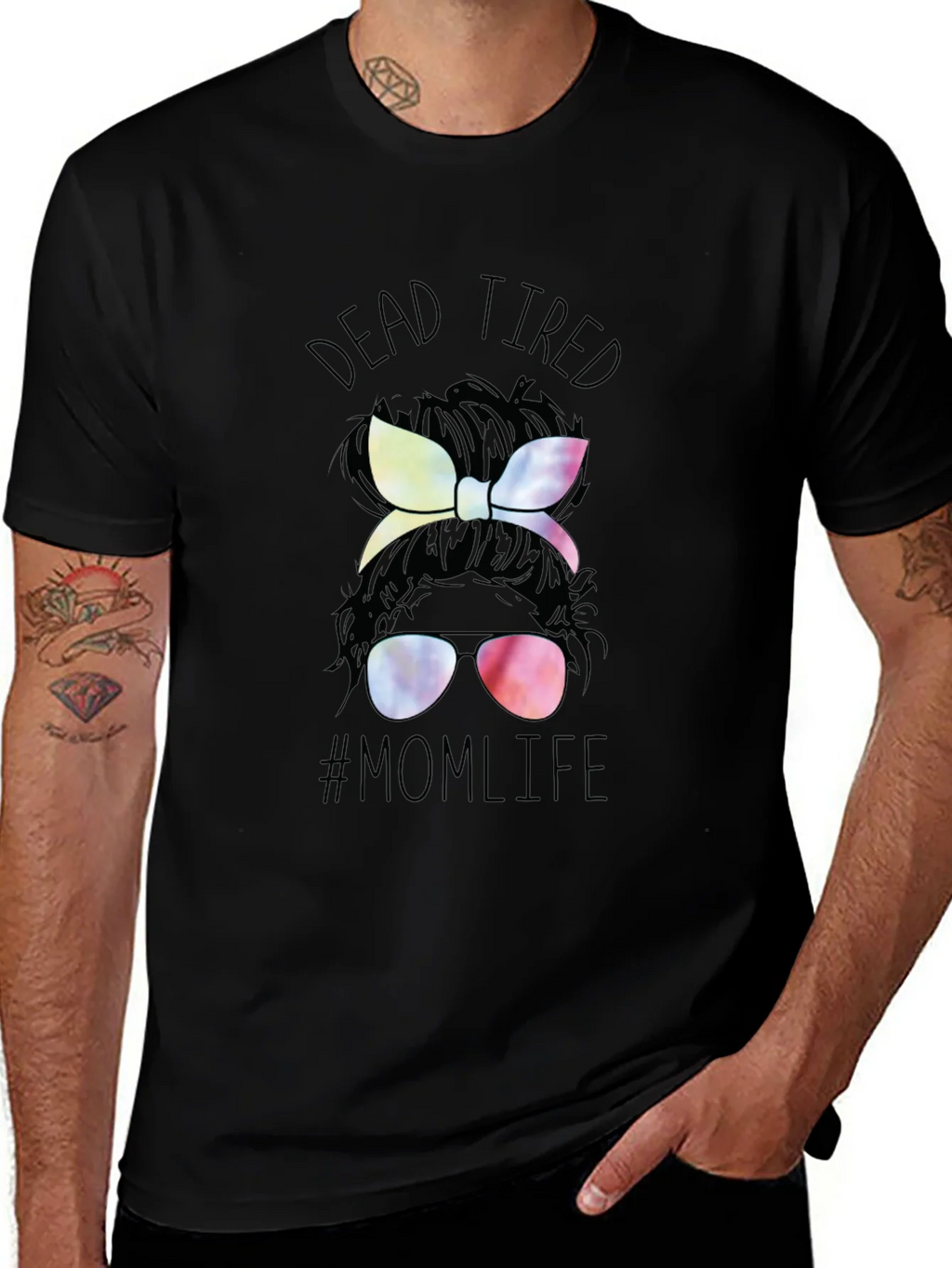Dead Tired Mom Life T-Shirt - Messy Bun Tee product image 1