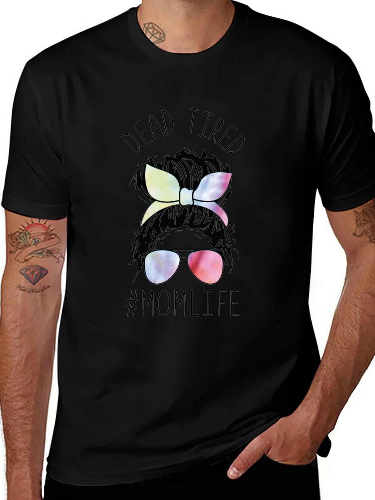 Dead Tired Mom Life T-Shirt - Messy Bun Tee product image 1