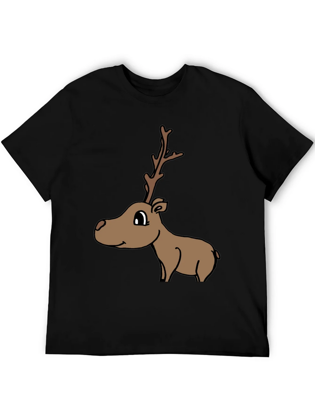 Cartoon Reindeer Graphic Tee - Black product image 1