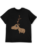 Cartoon Reindeer Graphic Tee - Black product image 1