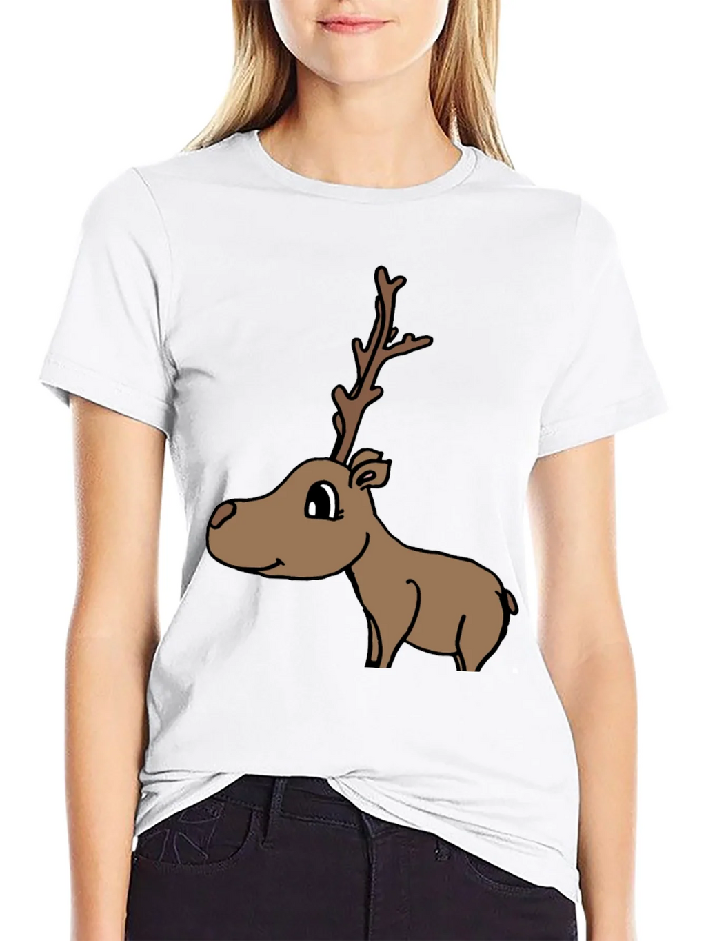 Cartoon Reindeer Graphic Tee - Black product image 2