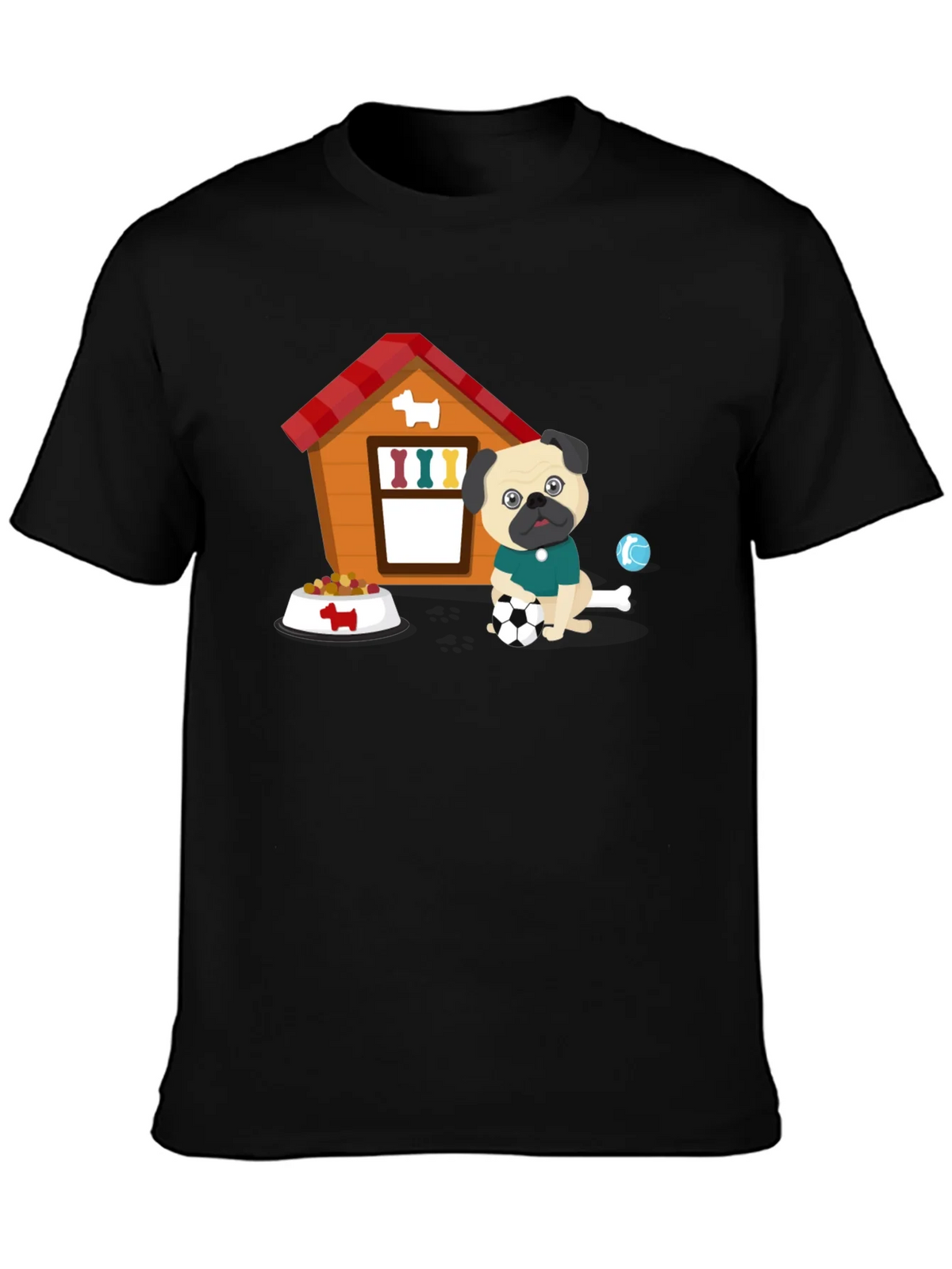 Pug Soccer T-Shirt - Cute Dog & Ball Design product image 1