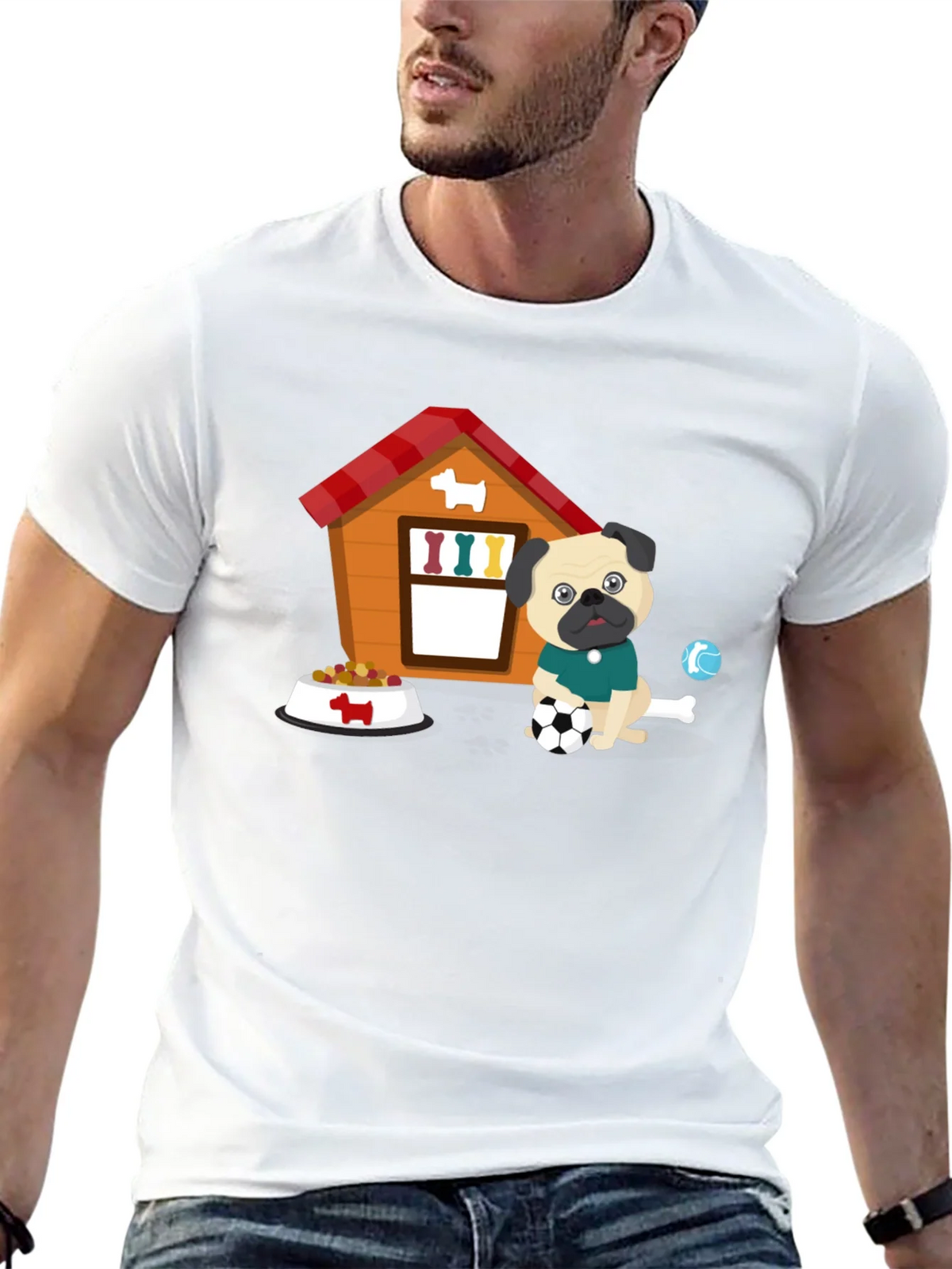 Pug Soccer T-Shirt - Cute Dog & Ball Design product image 6