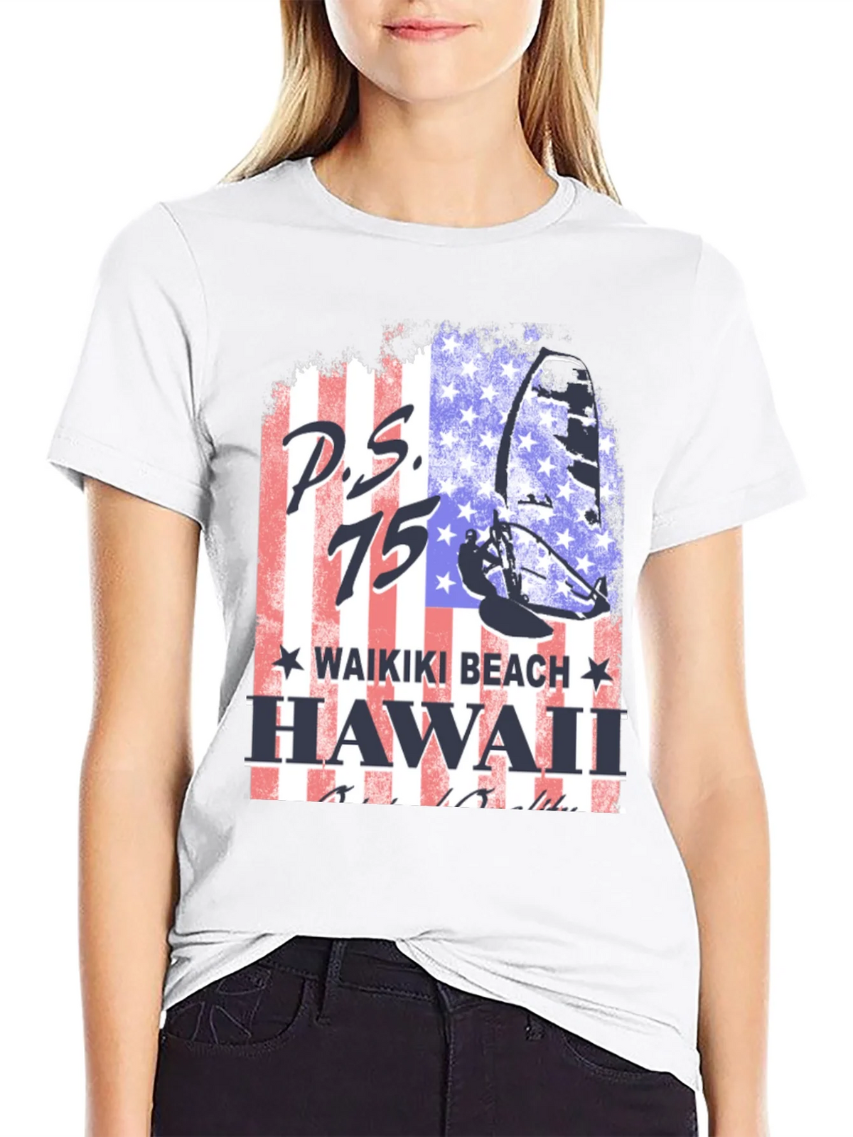 P.S. 75 Waikiki Beach Hawaii Black T-Shirt product image 8