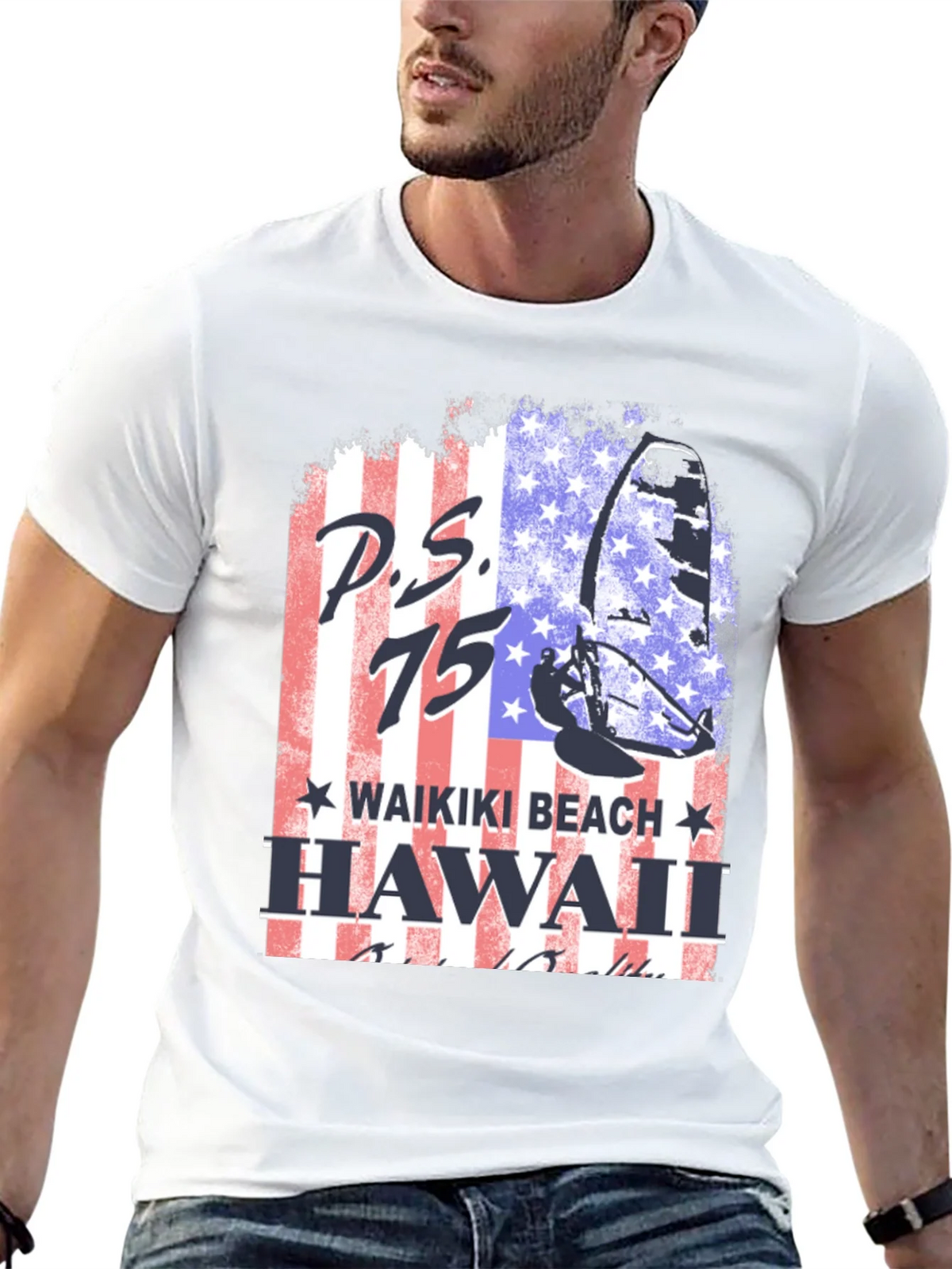 P.S. 75 Waikiki Beach Hawaii Black T-Shirt product image 12