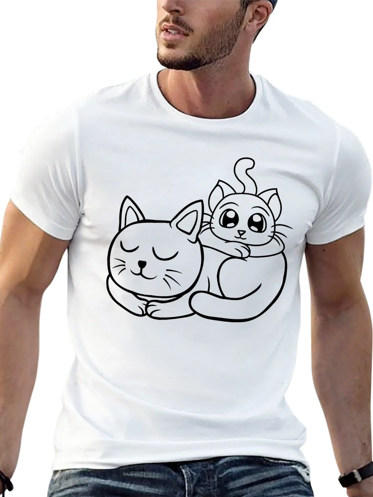 Cute Cats Graphic Tee - Black Casual T-Shirt product image 5