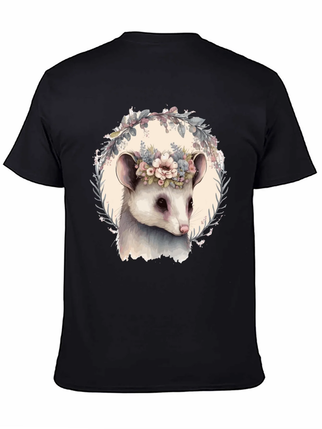 Opossum Floral Wreath T-Shirt - Unique Animal Tee product image 4