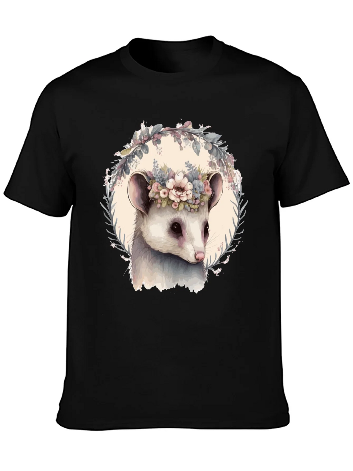 Opossum Floral Wreath T-Shirt - Unique Animal Tee product image 3