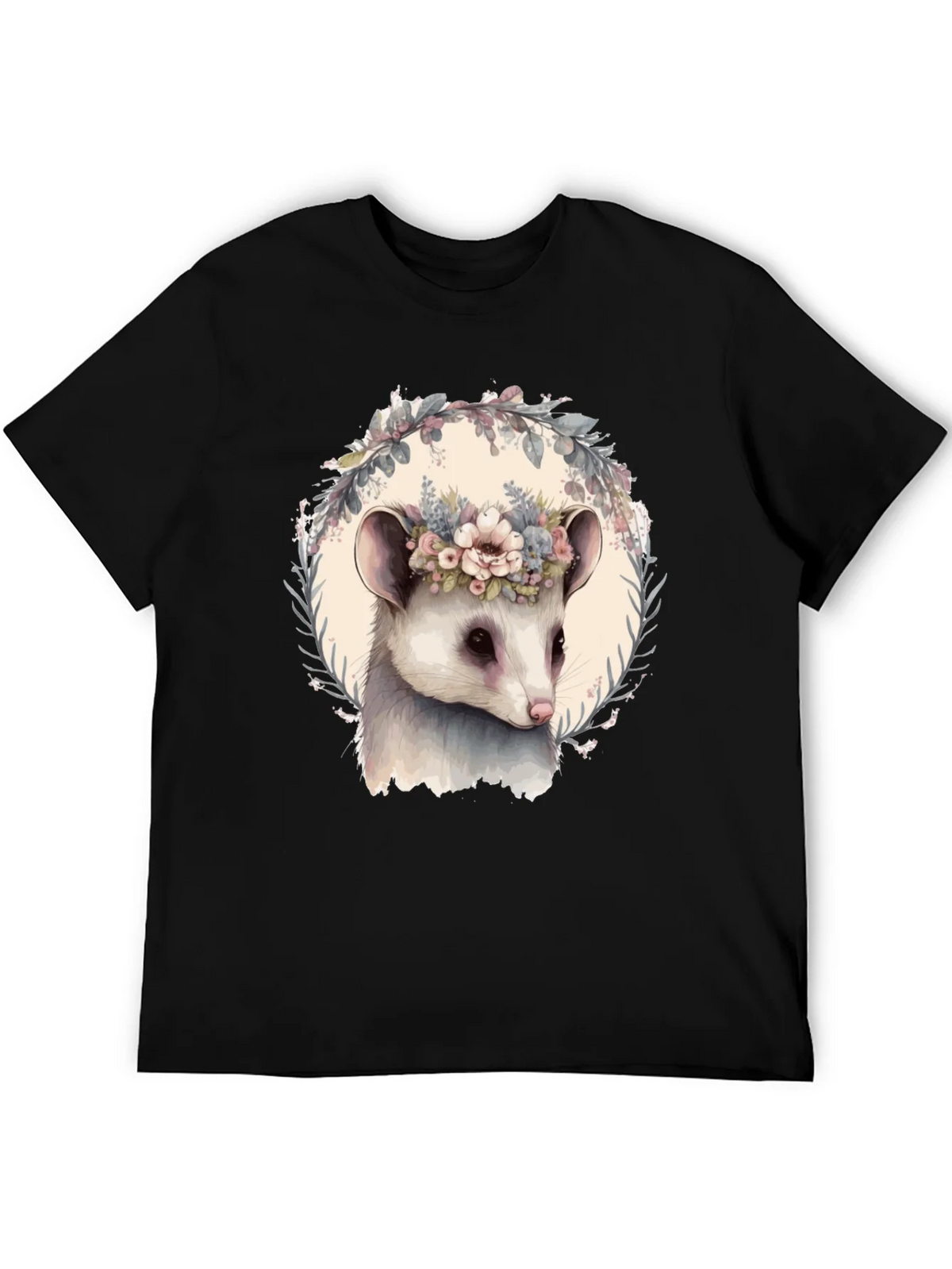 Opossum Floral Wreath T-Shirt - Unique Animal Tee product image 5