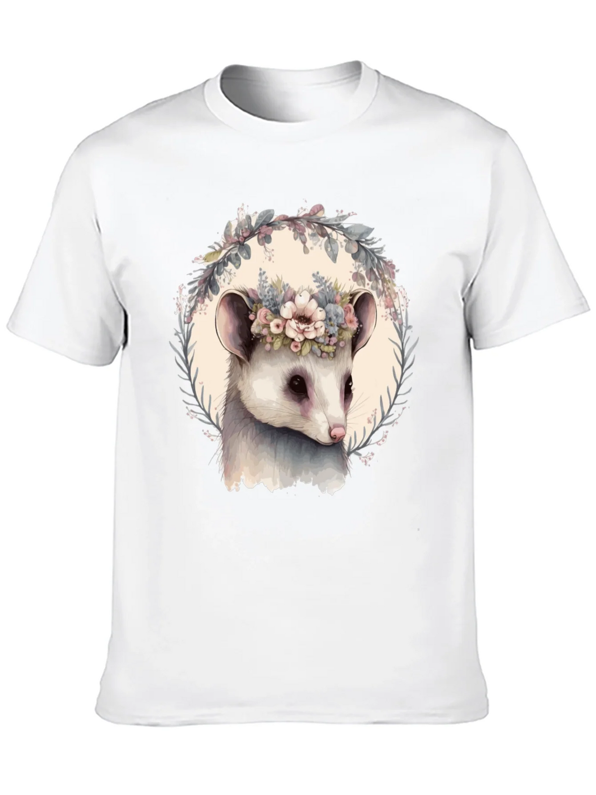 Opossum Floral Wreath T-Shirt - Unique Animal Tee product image 9