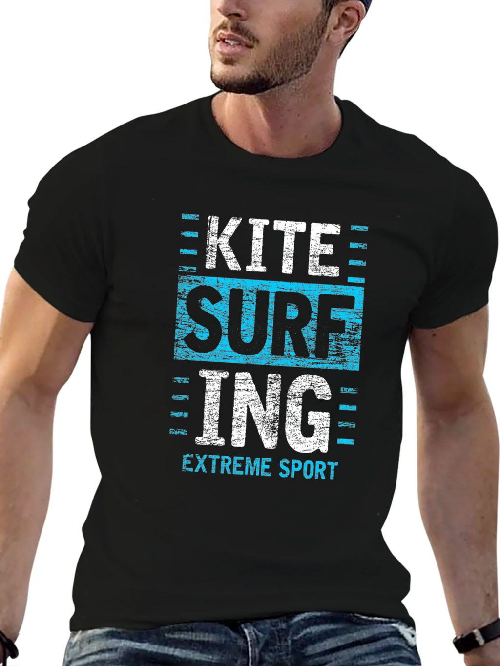 Kite Surfing Extreme Sport Graphic Tee - Black product image 6