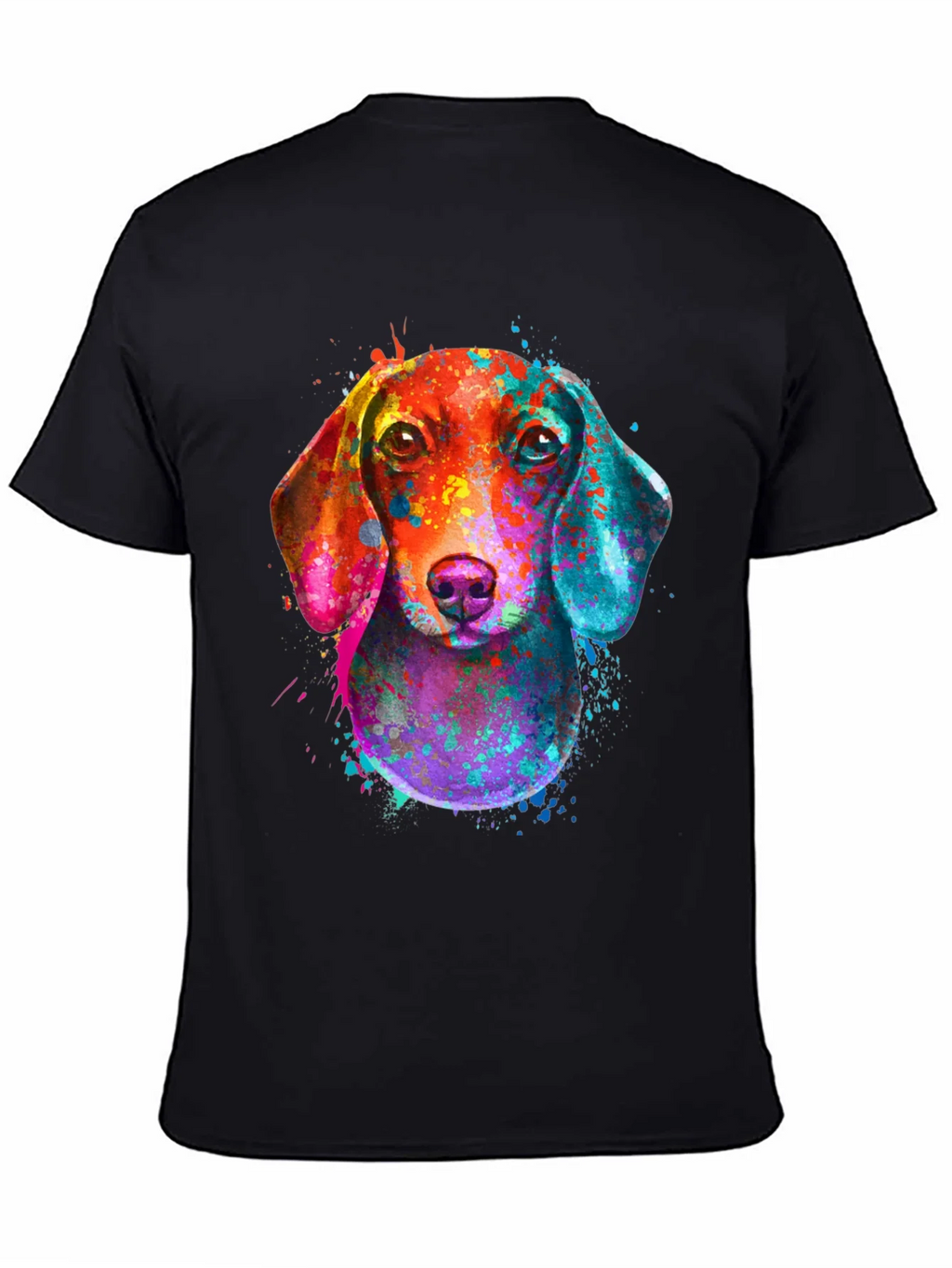 Watercolor Dachshund Print Black T-Shirt product image 1